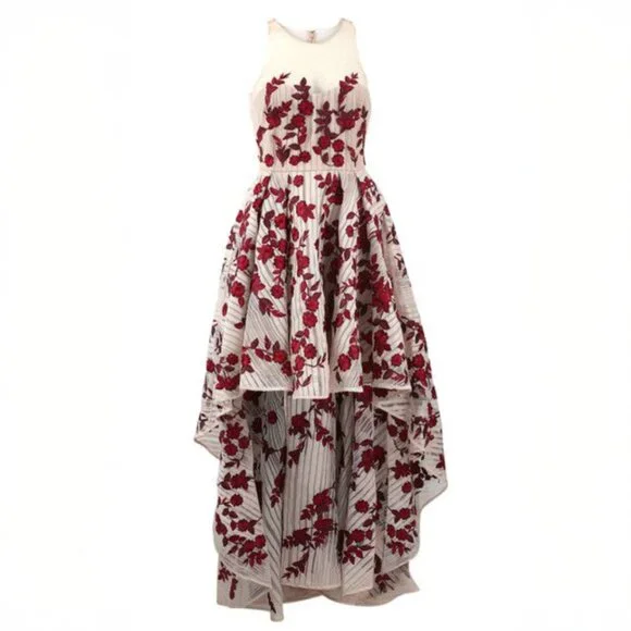 $995 Size 10 Marchesa Notte Floral Embroidered Gown - Picture 3 of 6